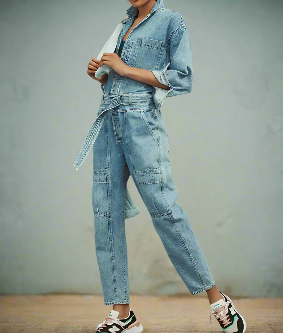 Citizens of Humanity Willa Denim Utility Jumpsuit Small Blue Tapered Leg Relaxed