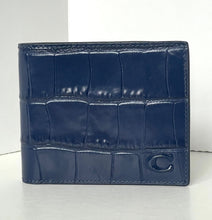 Load image into Gallery viewer, Blue crocodile-patterned wallet on a white background