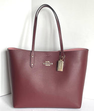 Load image into Gallery viewer, Coach 72673 Town Tote Red Wine Leather Large Shoulder Bag Pebbled Gold