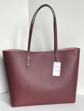 Load image into Gallery viewer, Coach 72673 Town Tote Red Wine Leather Large Shoulder Bag Pebbled Gold