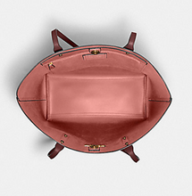 Load image into Gallery viewer, Coach 72673 Town Tote Red Wine Leather Large Shoulder Bag Pebbled Gold