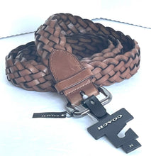 Load image into Gallery viewer, Coach Belt Mens Medium Brown Leather Harness Prong Buckle Woven Braided