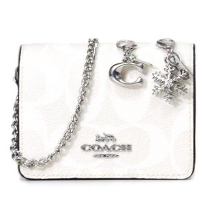 Coach Boxed Mini Wallet On A Chain with Charms Signature Canvas CN990 Box