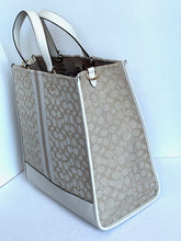 Load image into Gallery viewer, Coach Dempsey Tote 40 Signature Jacquard Stripe C8418 Leather Patch Beige