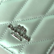 Load image into Gallery viewer, Coach CBL77 Quilted Zip Card Case Pearlized Leather ID Wallet Chain Strap ORGPKG