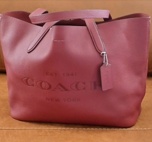 Coach CC050 Cameron Large Tote Red Wine Pebble Leather Shoulder Bag ORIG PKG