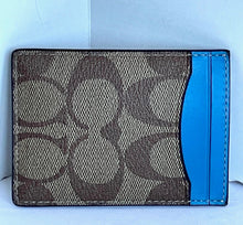 Load image into Gallery viewer, Coach CF341 3 In 1 Card Case Money Clip Blue Signature Canvas Leather Gift Set