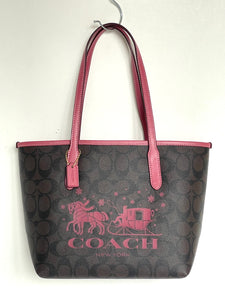 Coach CM183 Horse and Sleigh Mini City Tote Signature Coated Canvas Leather Bag