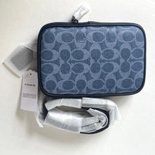 Load image into Gallery viewer, CoachCW364AdenCrossbodyShoulderBagBlueLeatherSignatureCanvasOrgPkg