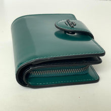 Load image into Gallery viewer, Green wallet with a zipper on a white background