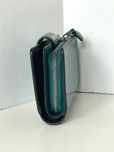 Load image into Gallery viewer, Green wallet with a zipper on a white background