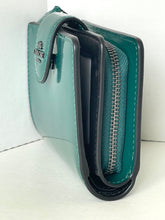 Load image into Gallery viewer, Teal wallet with a zipper on a white background