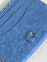 Load image into Gallery viewer, Coach Card Case CL253 Blue Crossgrain Leather Scratch Resistant Wallet Slim