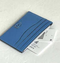 Load image into Gallery viewer, Coach Card Case CL253 Blue Crossgrain Leather Scratch Resistant Wallet Slim