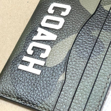 Load image into Gallery viewer, Coach Card Case Camo CZ002 Pebbled Leather Coach Graphic Slim Wallet Green