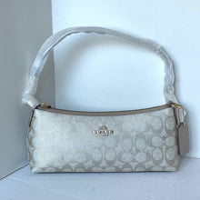 Load image into Gallery viewer, Coach Charlotte Shoulder Bag Signature Canvas Champagne CX580 Leather