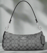 Load image into Gallery viewer, Coach Charlotte Shoulder Bag Signature Canvas Gunmetal CX580 Leather