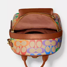 Load image into Gallery viewer, Coach Charter Backpack 18 Small Rainbow Signature Canvas Brown Leather ORG PKG