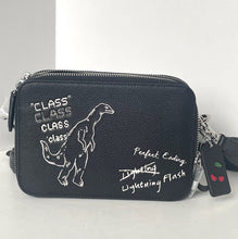 Load image into Gallery viewer, Black pouch with white text and dinosaur design on a light gray background