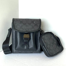 Load image into Gallery viewer, Coach Charter North South Crossbody Black Signature Canvas Hybrid Pouch C2600