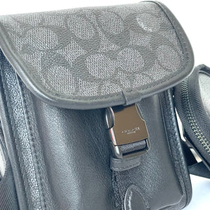 Coach Charter North South Crossbody Black Signature Canvas Hybrid Pouch C2600
