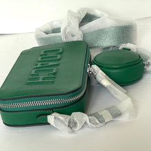 Load image into Gallery viewer, Coach Charter Slim Crossbody Bag Green Leather Pouch Logo Graphic CW540