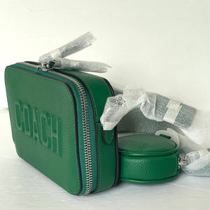 Coach Charter Slim Crossbody Bag Green Leather Pouch Logo Graphic CW540
