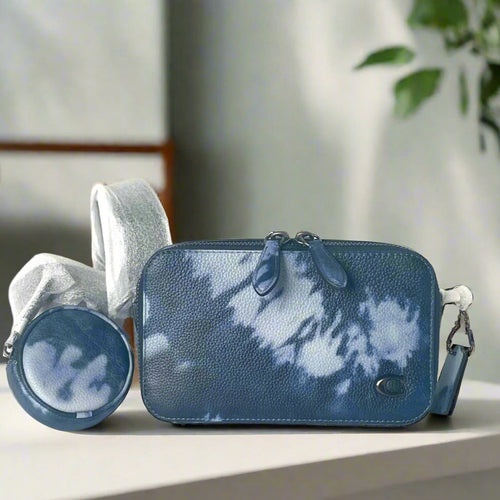 Coach Charter Slim Crossbody Messenger Tie Dye Blue Leather Sling Bag CU208