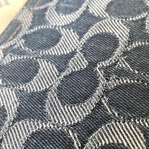 Close-up of denim fabric with a zigzag pattern