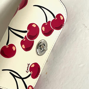 Coach Cherry Sunglass Case Leather Turnlock Bag Clip Readers White Red