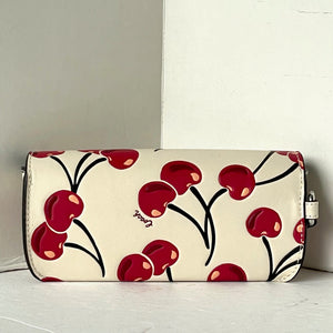 Coach Cherry Sunglass Case Leather Turnlock Bag Clip Readers White Red