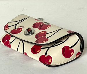 Coach Cherry Sunglass Case Leather Turnlock Bag Clip Readers White Red