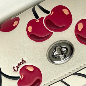 Coach Cherry Sunglass Case Leather Turnlock Bag Clip Readers White Red