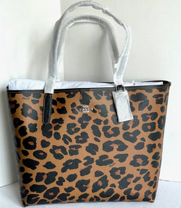 Coach City Tote  CC760 Leopard Brown Signature Canvas Shoulder Bag ORIG PKG