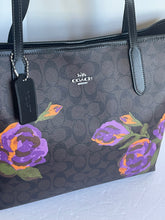 Load image into Gallery viewer, Coach City Tote CL420 Womens Brown Floral Print Signature Canvas Shoulder Bag
