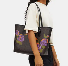 Load image into Gallery viewer, Coach City Tote CL420 Womens Brown Floral Print Signature Canvas Shoulder Bag