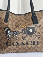 Load image into Gallery viewer, Coach City Tote Halloween Horse Carriage Matching Wristlet Set Coated Canvas CM756