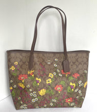 Load image into Gallery viewer, Coach City Tote Signature Canvas Floral Brown Leather Large CR165 Khaki