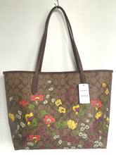 Load image into Gallery viewer, Coach City Tote Signature Canvas Floral Brown Leather Large CR165 Khaki