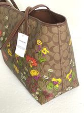 Load image into Gallery viewer, Coach City Tote Signature Canvas Floral Brown Leather Large CR165 Khaki