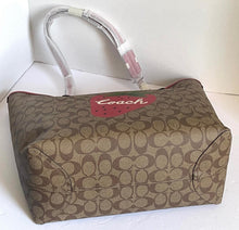Load image into Gallery viewer, Coach City Tote Womens Brown Signature Canvas Shoulder Bag Wild Strawberry CH329