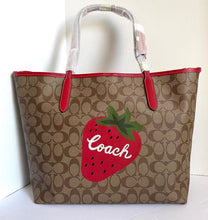 Load image into Gallery viewer, Coach City Tote Womens Brown Signature Canvas Shoulder Bag Wild Strawberry CH329