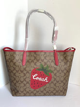 Load image into Gallery viewer, Coach City Tote CH329 Wild Strawberry Brown Signature Canvas Shoulder Bag