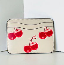 Load image into Gallery viewer, Cardholder with red cherry design on a white background
