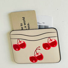 Load image into Gallery viewer, Beige wallet with red cherry design on a white background
