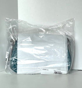 Packaged product with clear plastic wrapping on a white background