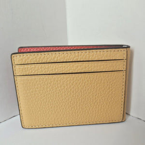 Coach Compact Billfold ID Wallet Mens Colorblock Yellow Red Leather Bifold CR408