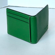 Load image into Gallery viewer, Green leather wallet on a white background