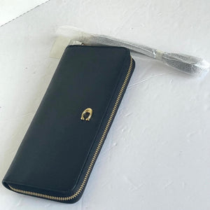 Coach Continental Phone Wallet C7184 Wristlet Large Black Leather Zip ORGPKG