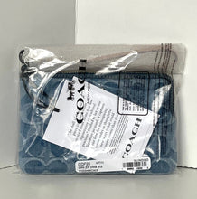 Load image into Gallery viewer, Coach Corner Zip Wristlet Blue Signature Denim Leather CDF26 Wallet